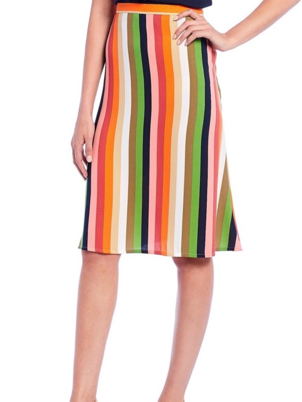 Gianni Bini Vertical Stripe Midi Skirt Fall Colors  Size 10